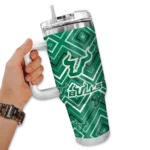 customized south florida bulls bold diamonds green curved tumbler best selling.webp