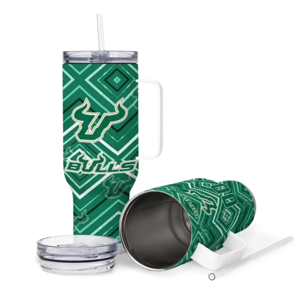 customized south florida bulls bold diamonds green curved tumbler high quality.webp