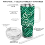 customized south florida bulls bold diamonds green curved tumbler best selling.webp
