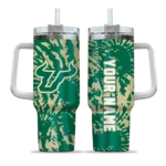 customized south florida bulls burst swirl green curved tumbler best selling.webp