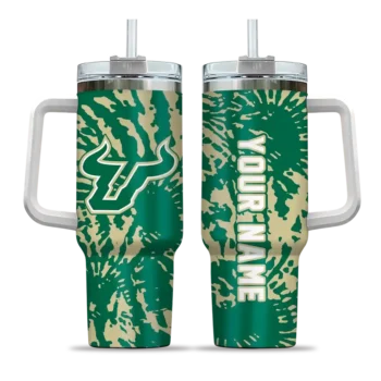 customized south florida bulls burst swirl green curved tumbler best selling.webp