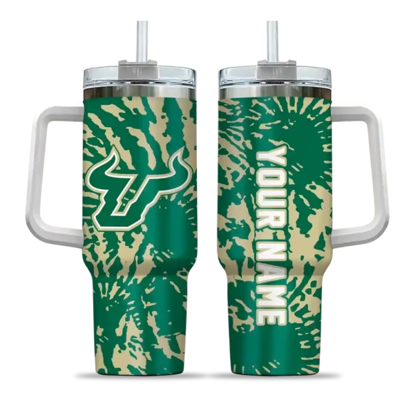 customized south florida bulls burst swirl green curved tumbler best selling.webp