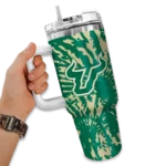 customized south florida bulls burst swirl green curved tumbler best selling.webp