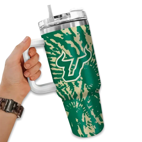 customized south florida bulls burst swirl green curved tumbler fashion forward.webp