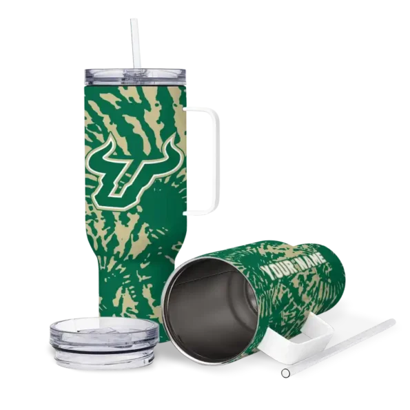customized south florida bulls burst swirl green curved tumbler high quality.webp