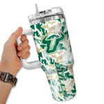 customized south florida bulls camo mashup green white curved tumbler best selling.webp