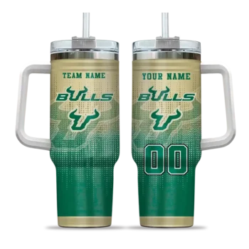 customized south florida bulls gradient dots green curved tumbler best selling.webp