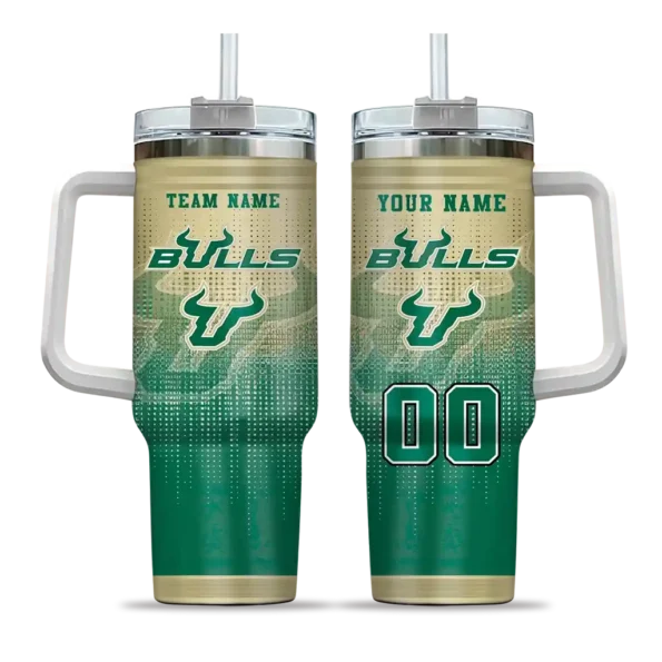 customized south florida bulls gradient dots green curved tumbler best selling.webp