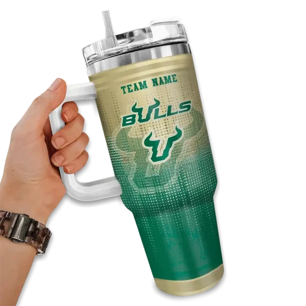 customized south florida bulls gradient dots green curved tumbler fashion forward.webp