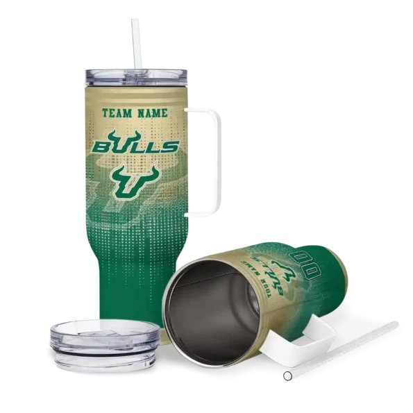 customized south florida bulls gradient dots green curved tumbler high quality.webp