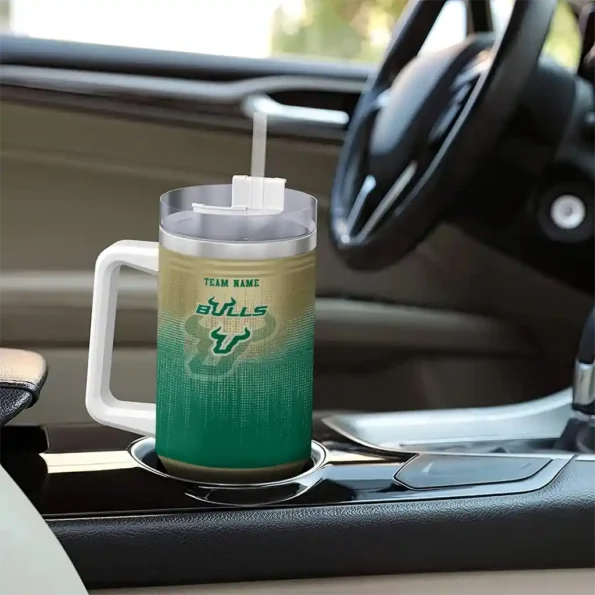 customized south florida bulls gradient dots green curved tumbler trendy.webp