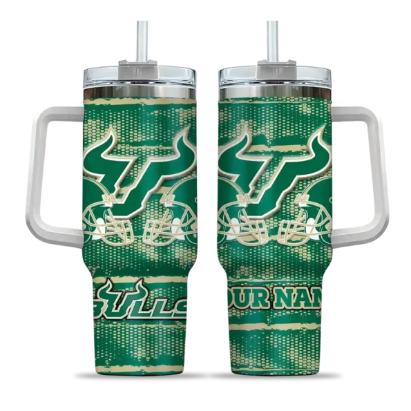 customized south florida bulls honey streaks green curved tumbler best selling.webp