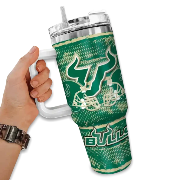 customized south florida bulls honey streaks green curved tumbler fashion forward.webp