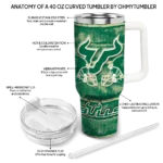 customized south florida bulls honey streaks green curved tumbler best selling.webp