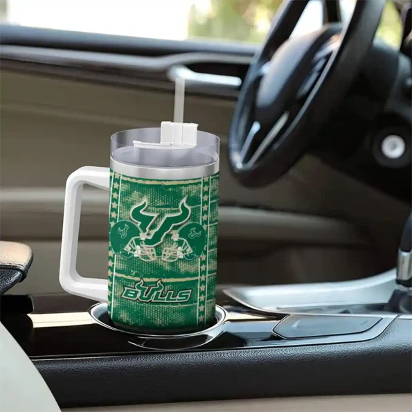 customized south florida bulls honey streaks green curved tumbler trendy.webp