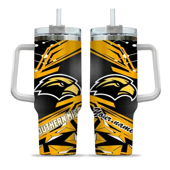 customized southern miss golden eagles abstract paths black curved tumbler best selling.webp