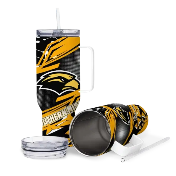 customized southern miss golden eagles abstract paths black curved tumbler high quality.webp