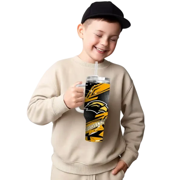 customized southern miss golden eagles abstract paths black curved tumbler latest model.webp