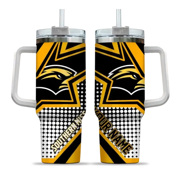 customized southern miss golden eagles arrow burst black curved tumbler best selling.webp