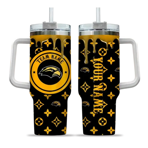 customized southern miss golden eagles bullseye drips black curved tumbler best selling.webp