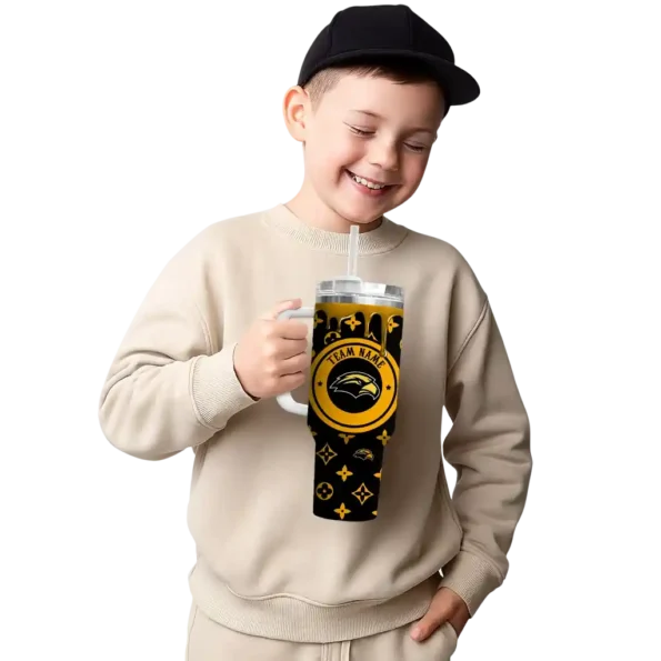 customized southern miss golden eagles bullseye drips black curved tumbler latest model.webp