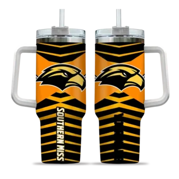 customized southern miss golden eagles chevron layers black curved tumbler best selling.webp