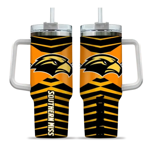 customized southern miss golden eagles chevron layers black curved tumbler best selling.webp