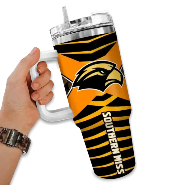 customized southern miss golden eagles chevron layers black curved tumbler fashion forward.webp