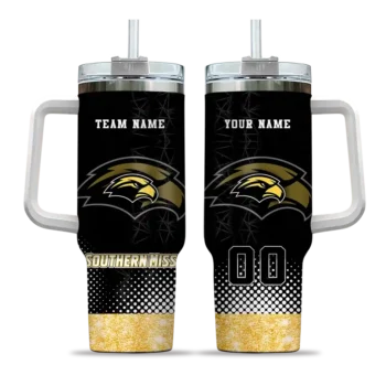 customized southern miss golden eagles geometric prism black curved tumbler best selling.webp