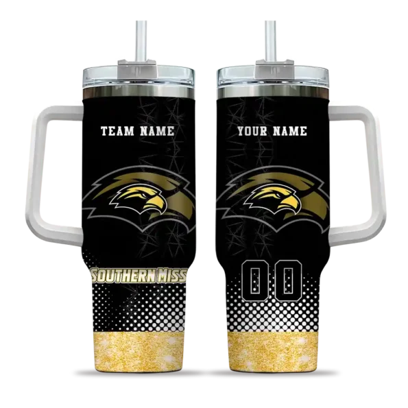 customized southern miss golden eagles geometric prism black curved tumbler best selling.webp