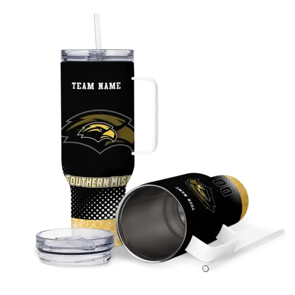 customized southern miss golden eagles geometric prism black curved tumbler high quality.webp