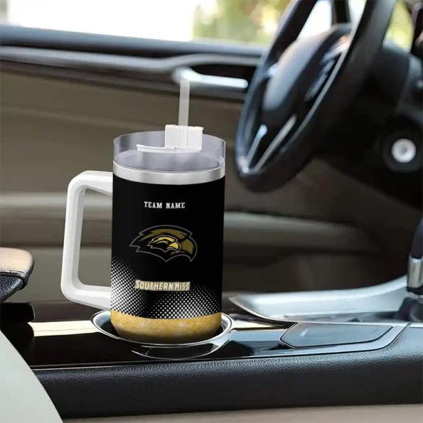 customized southern miss golden eagles geometric prism black curved tumbler trendy.webp