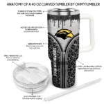customized southern miss golden eagles leopard zipper black curved tumbler best selling.webp