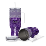 customized tcu horned frogs chevron stripe purple curved tumbler best selling.webp