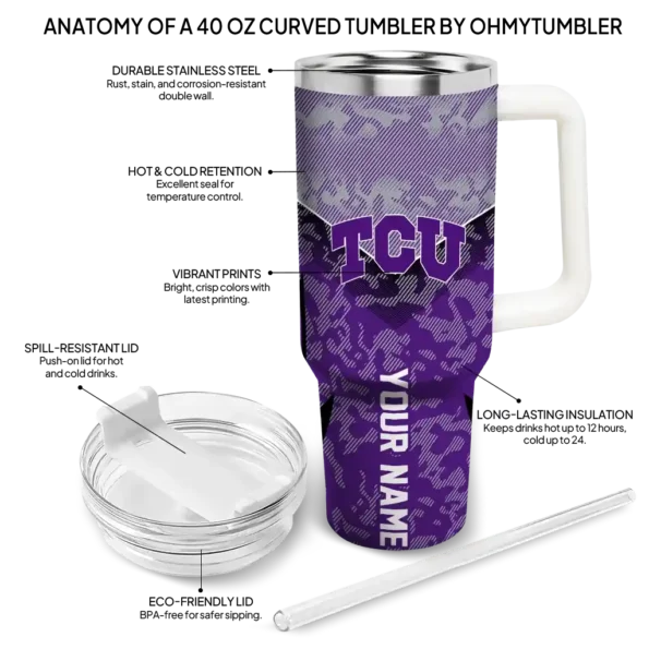 customized tcu horned frogs chevron stripe purple curved tumbler new arrival.webp