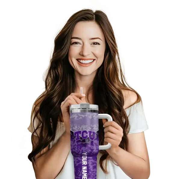 customized tcu horned frogs chevron stripe purple curved tumbler premium grade.webp