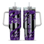 customized tcu horned frogs claw cut purple black curved tumbler best selling.webp
