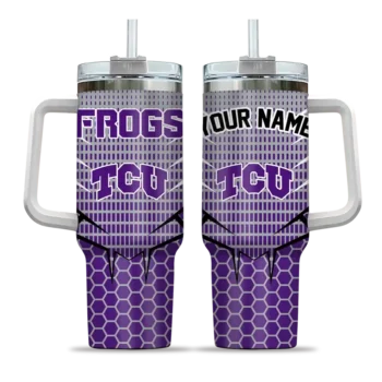 customized tcu horned frogs hex texture purple curved tumbler best selling.webp