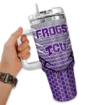 customized tcu horned frogs hex texture purple curved tumbler best selling.webp