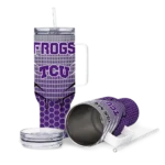 customized tcu horned frogs hex texture purple curved tumbler best selling.webp