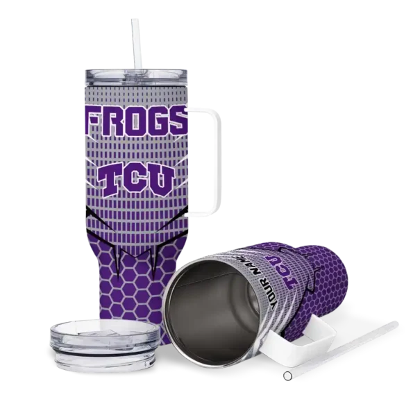customized tcu horned frogs hex texture purple curved tumbler high quality.webp