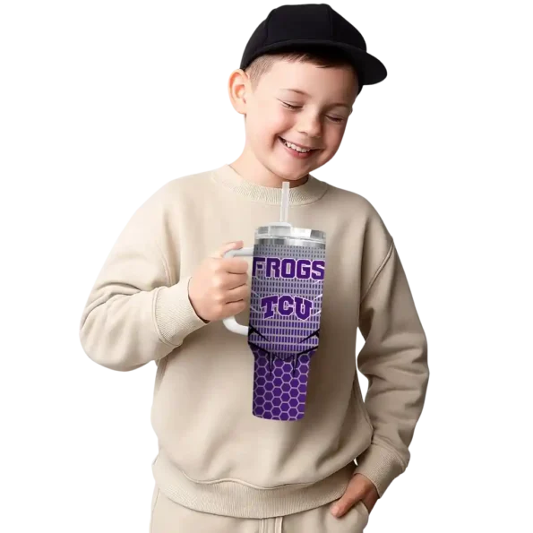 customized tcu horned frogs hex texture purple curved tumbler latest model.webp