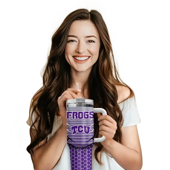 customized tcu horned frogs hex texture purple curved tumbler premium grade.webp