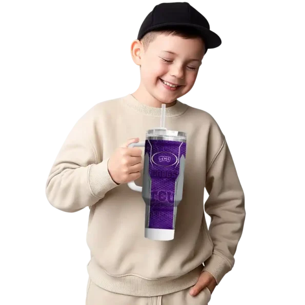 customized tcu horned frogs hexagon armor purple curved tumbler latest model.webp