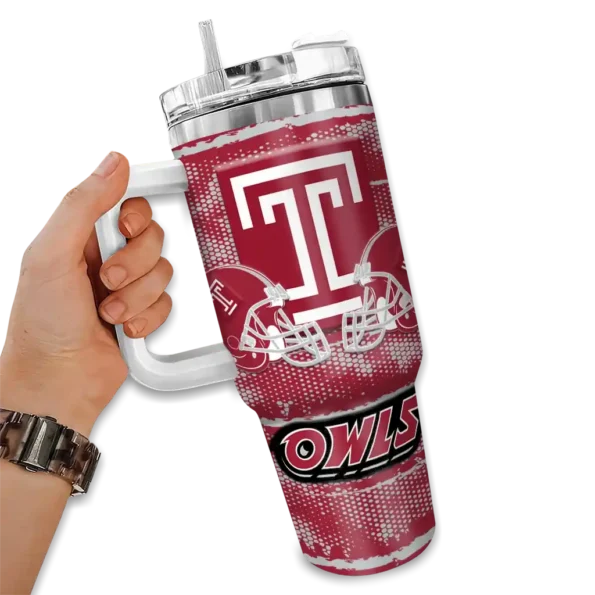 customized temple owls honey streaks red curved tumbler fashion forward.webp