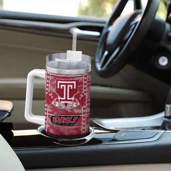 customized temple owls honey streaks red curved tumbler trendy.webp
