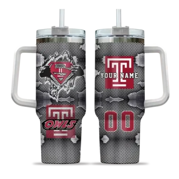 customized temple owls superman shield red gray curved tumbler best selling.webp