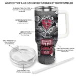 customized temple owls superman shield red gray curved tumbler best selling.webp