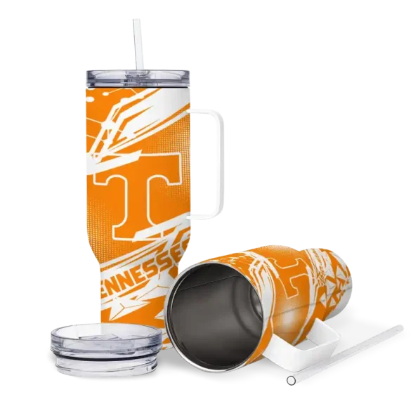customized tennessee volunteers abstract paths orange curved tumbler high quality.webp