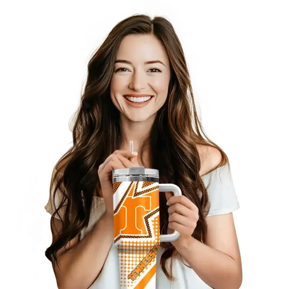 customized tennessee volunteers arrow burst orange curved tumbler premium grade.webp